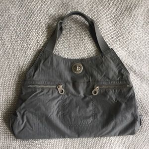 Baggallini Shoulder Bag - Grey w/ Yellow Lining